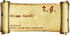 Krump Gerő névjegykártya